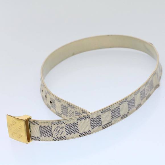 LOUIS VUITTON Damier Azur Ceinture Carre Belt 29.5""-33.5"" M9678 LV Auth 55072 - Picture 4 of 8